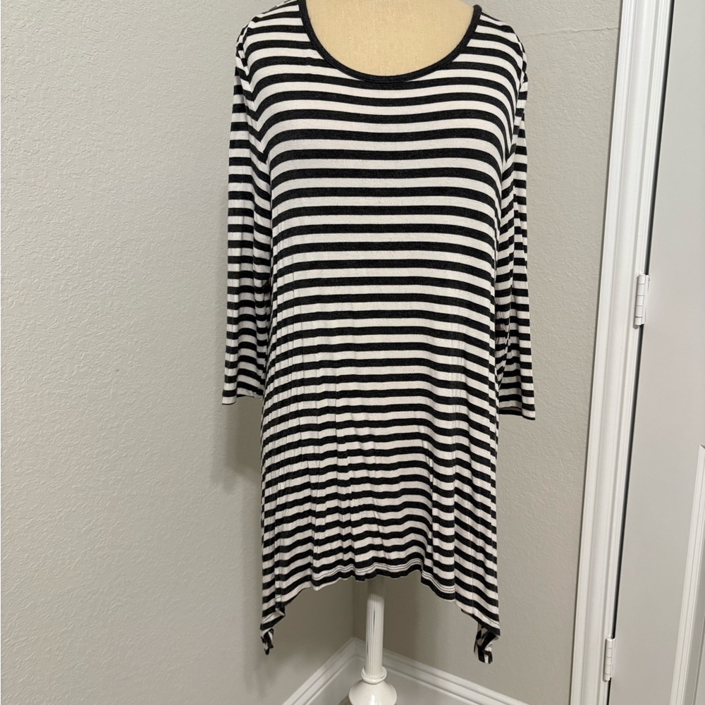 Multiples dark grey and White Striped Top
